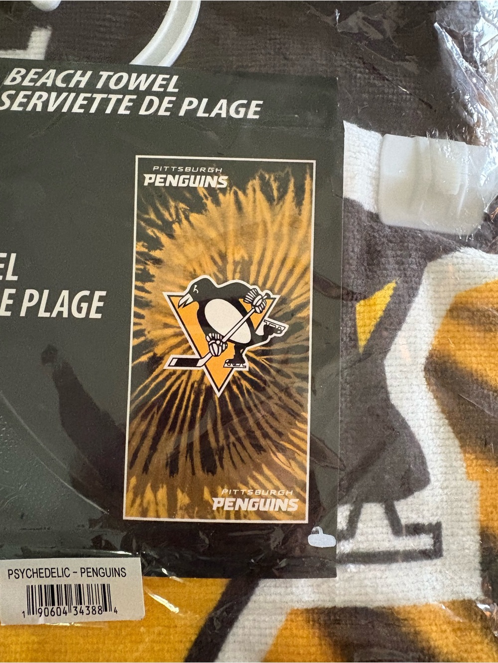 NHL Pittsburgh Penguins Tie-Dye Beach Towel - Black, Gold, White